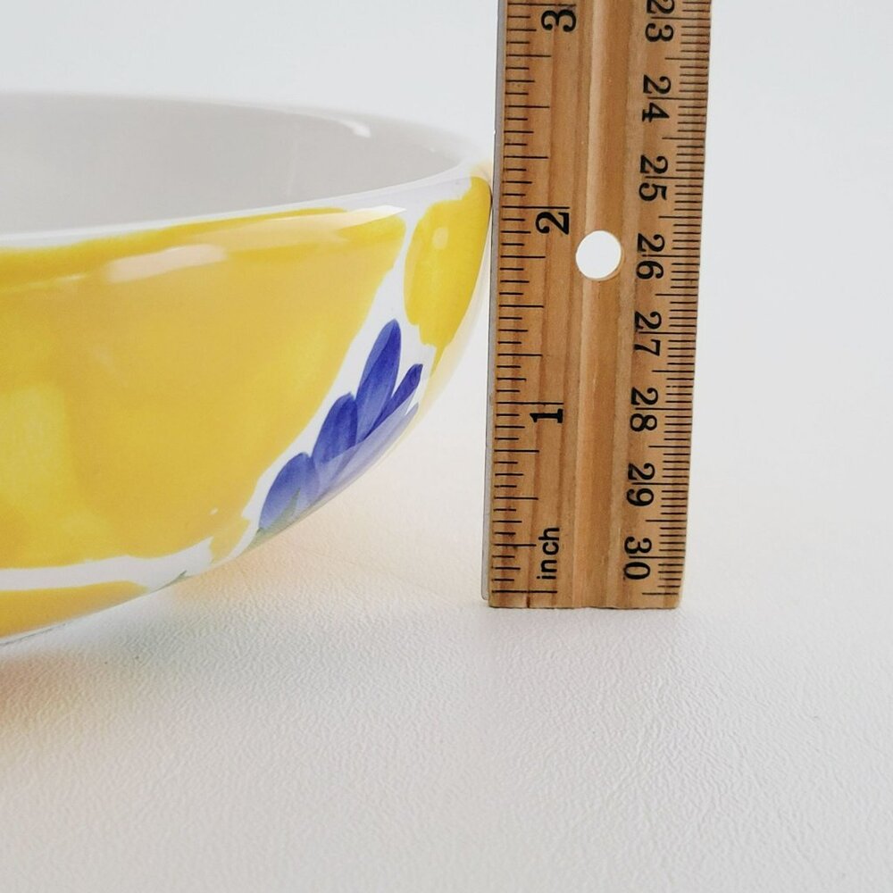 Dansk St. Tropez Individual Pasta Bowl, Yellow & White, Blue Flowers, Mediterran - Picture 11 of 11